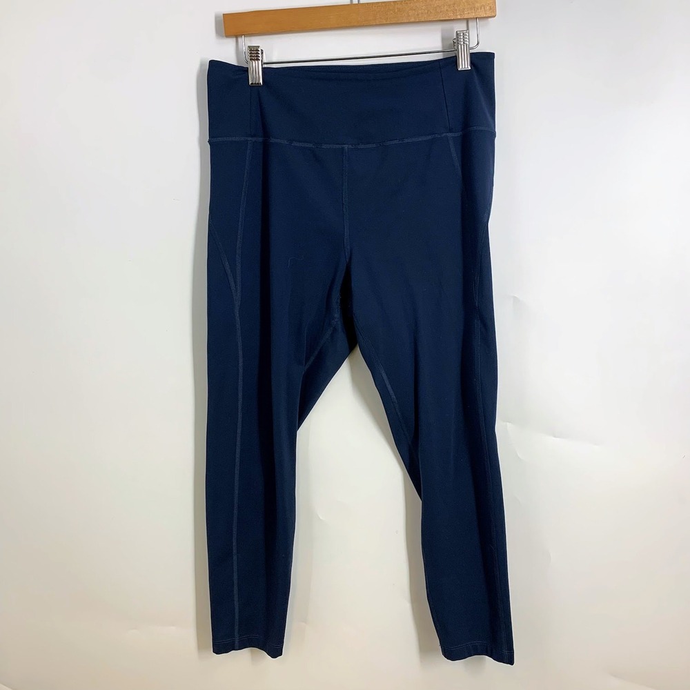 Girlfriend Collective Compressive High Rise Blue Activewear Cropped Womens SZ XL